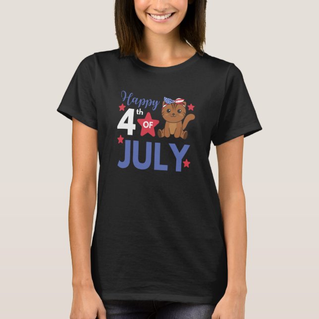 4th Of July American Cat For Kids Cute Usa Cat  3 T-Shirt (Vorderseite)