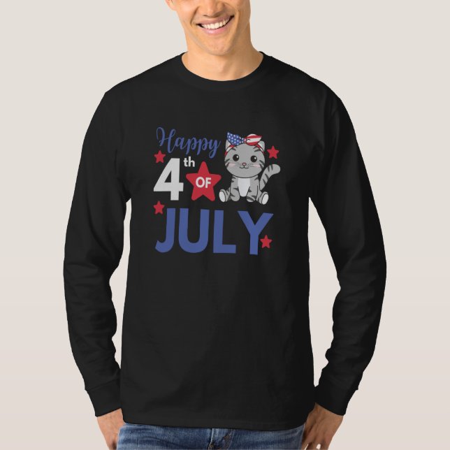 4th Of July American Cat For Kids Cute Usa Cat  5 T-Shirt (Vorderseite)