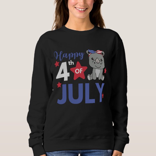 4th Of July American cute Rhino For Kids Cute Usa  Sweatshirt (Vorderseite)
