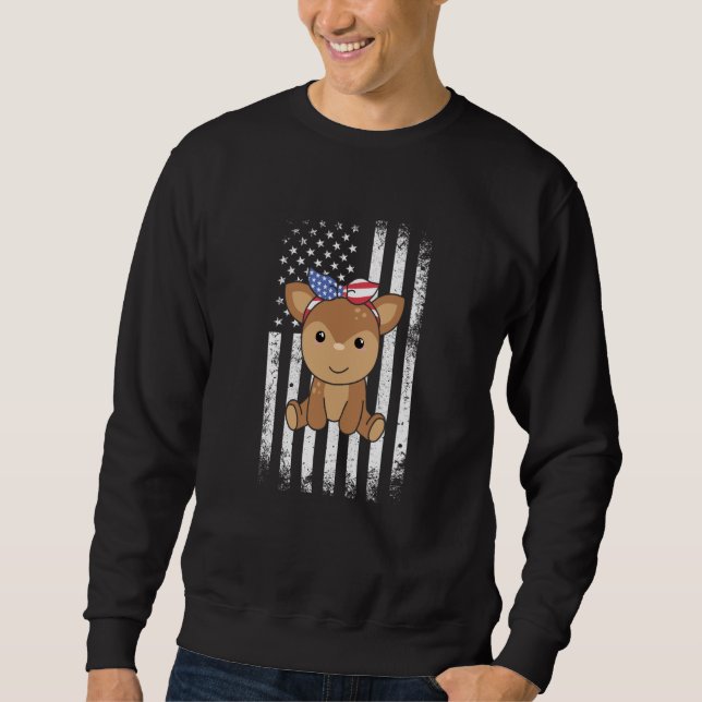 4th Of July American Deer For Kids Cute Usa Deer   Sweatshirt (Vorderseite)