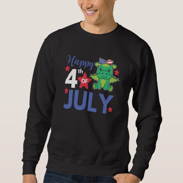 4th Of July American Dragon For Kids Cute Usa Drag Sweatshirt (Vorderseite)
