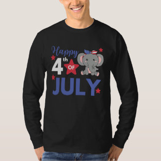 4th Of July American Elephant For Kids Cute Usa El T-Shirt