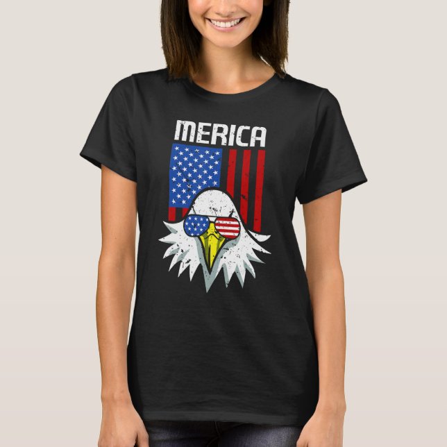 4th of July American Flag Bald Eagle Mullet 4th Ju T-Shirt (Vorderseite)
