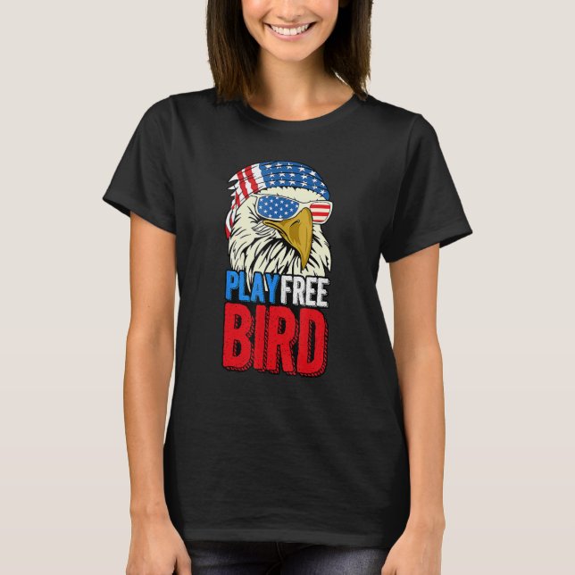 4th Of July American Flag Bald Eagle Mullet Play F T-Shirt (Vorderseite)