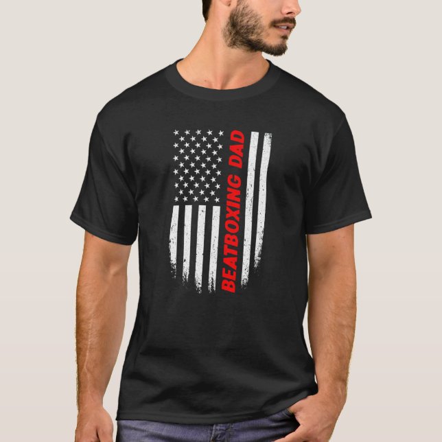 4th Of July American Flag Beatboxing Dad Fathers D T-Shirt (Vorderseite)