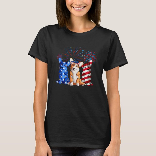 4th Of July American Flag Corgi Patriotic Dog Mens T-Shirt (Vorderseite)