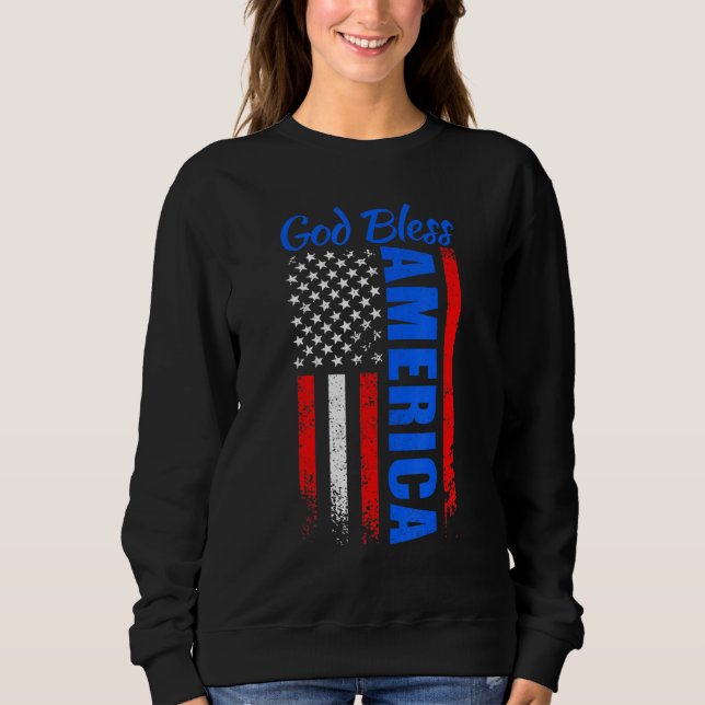 4th of July American Flag Patriotic God Bless Amer Sweatshirt (Vorderseite)