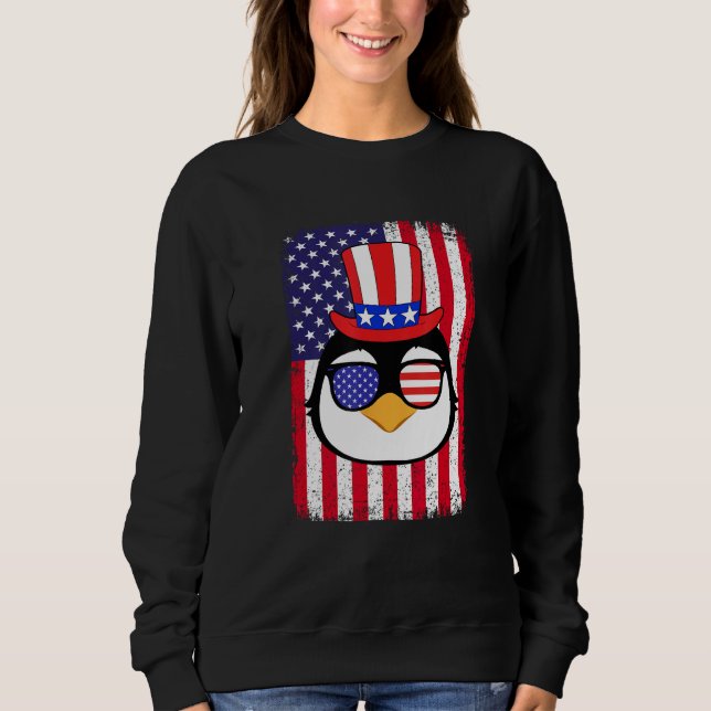 4th Of July American Flag Patriotic Penguin Sungla Sweatshirt (Vorderseite)