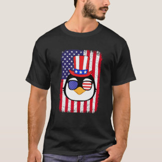 4th Of July American Flag Patriotic Penguin Sungla T-Shirt
