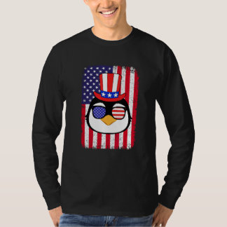 4th Of July American Flag Patriotic Penguin Sungla T-Shirt