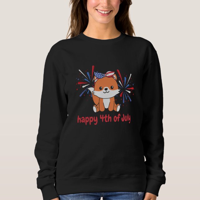 4th Of July American Fox For Kids Cute Usa Fox  1 Sweatshirt (Vorderseite)