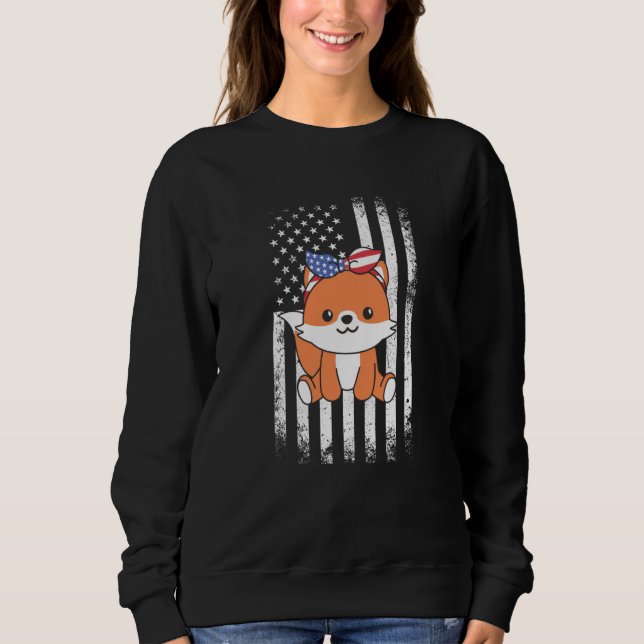 4th Of July American Fox For Kids Cute Usa Fox  5 Sweatshirt (Vorderseite)