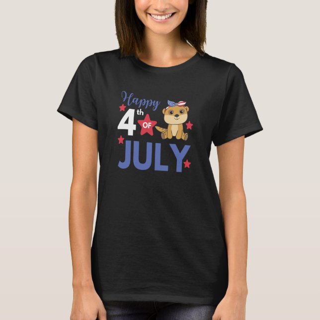 4th Of July American Meerkat For Kids Cute Usa Mee T-Shirt (Vorderseite)
