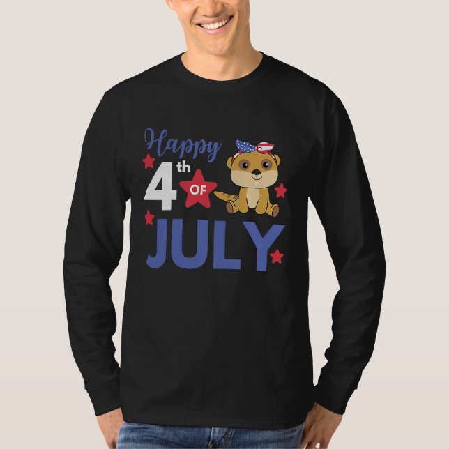 4th Of July American Meerkat For Kids Cute Usa Mee T-Shirt (Vorderseite)