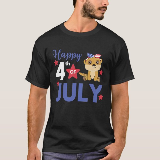 4th Of July American Meerkat For Kids Cute Usa Mee T-Shirt (Vorderseite)