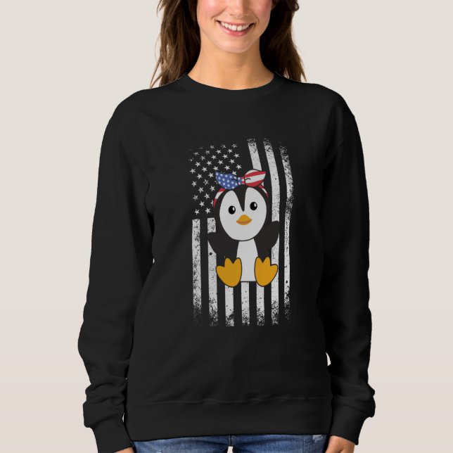 4th Of July American Penguin For Kids Cute Usa Pen Sweatshirt (Vorderseite)