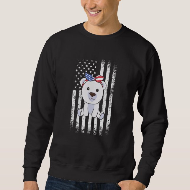 4th Of July American Polar Bear For Kids Cute Usa  Sweatshirt (Vorderseite)