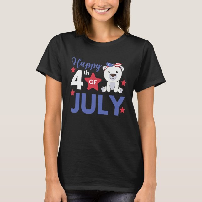 4th Of July American Polar Bear For Kids Cute Usa  T-Shirt (Vorderseite)