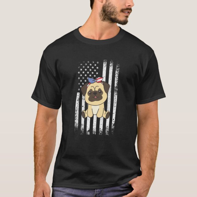 4th Of July American Pug For Kids Cute Usa Pug  1 T-Shirt (Vorderseite)