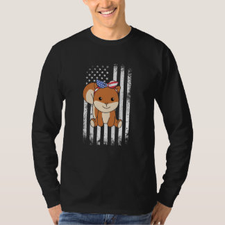 4th Of July American Squirrel For Kids Cute Usa Sq T-Shirt