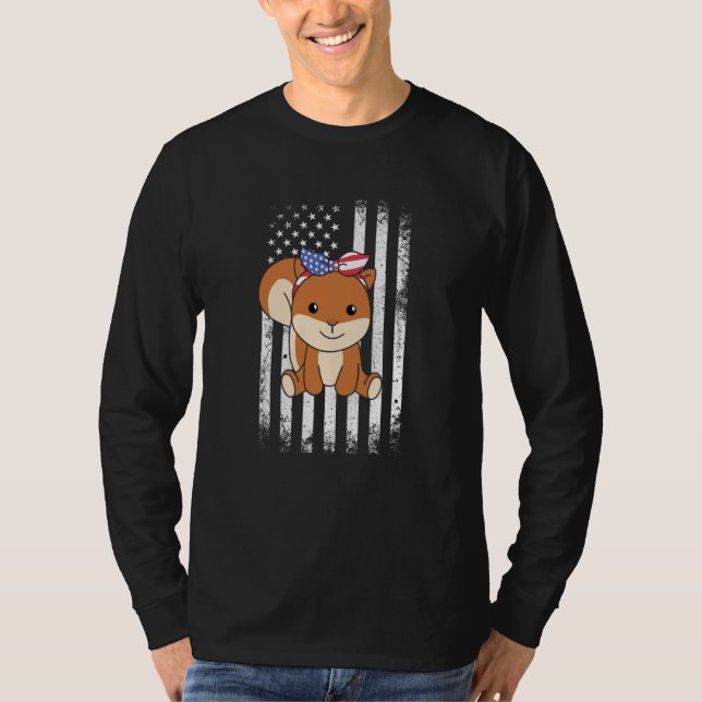 4th Of July American Squirrel For Kids Cute Usa Sq T-Shirt (Vorderseite)