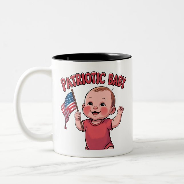 4th of July Baby Mug - Patriotic Baby Sip Cup Zweifarbige Tasse (Links)