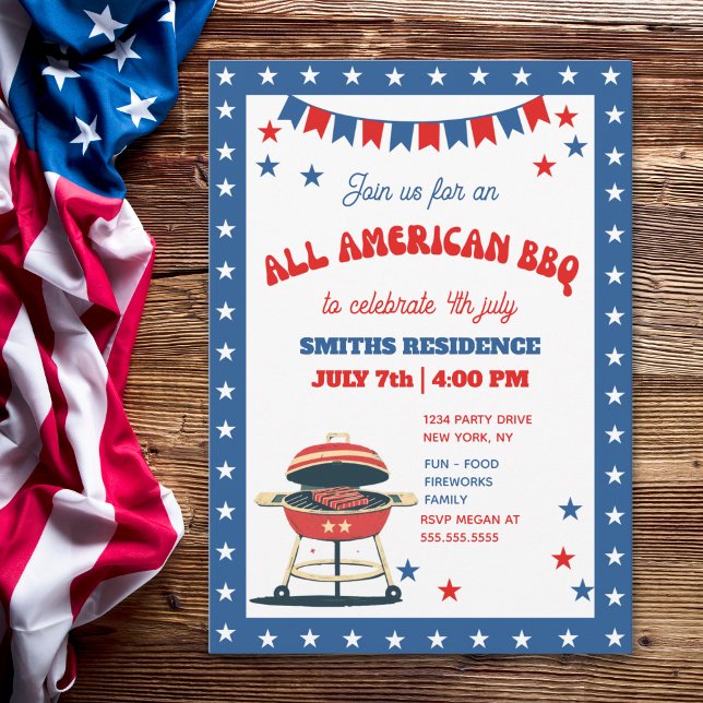 4th of July BBQ Party – ALL AMERICAN BBQ Einladung (Von Creator hochgeladen)