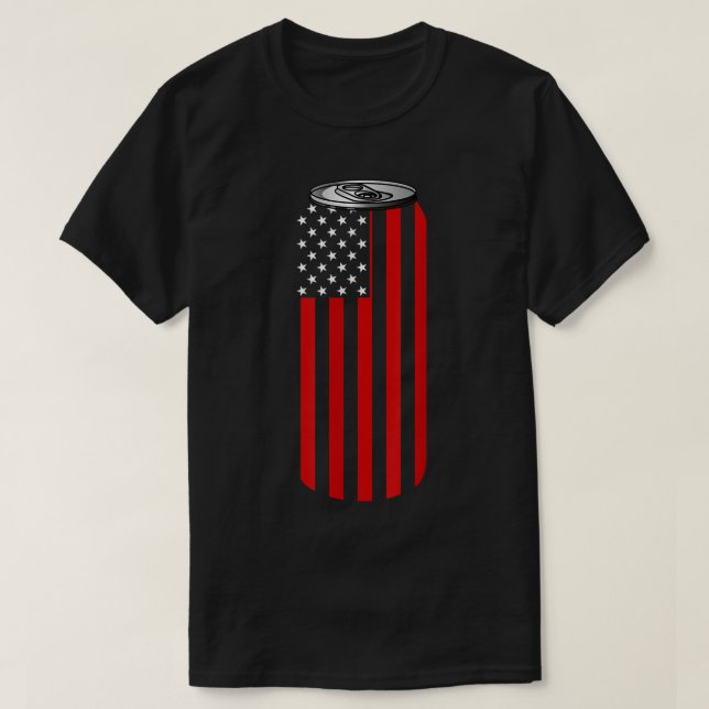 4TH Of July Beer Can Flag T-Shirt (Design vorne)