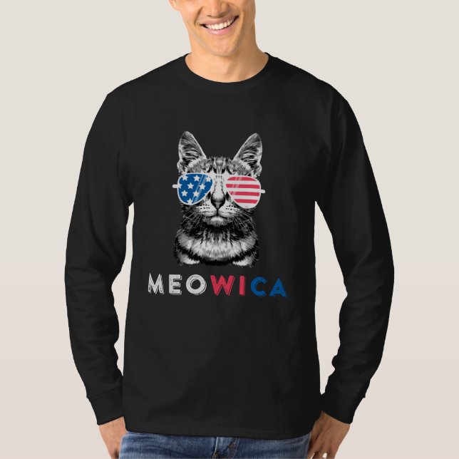 4th Of July Cat Meowica Merica Kitty Patriotic Cat T-Shirt (Vorderseite)