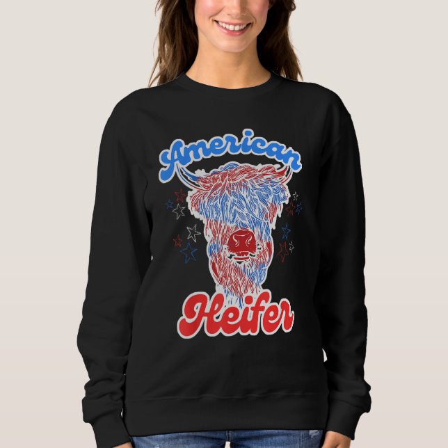 4th of July Cow for American Heifer Highland Cow Sweatshirt (Vorderseite)