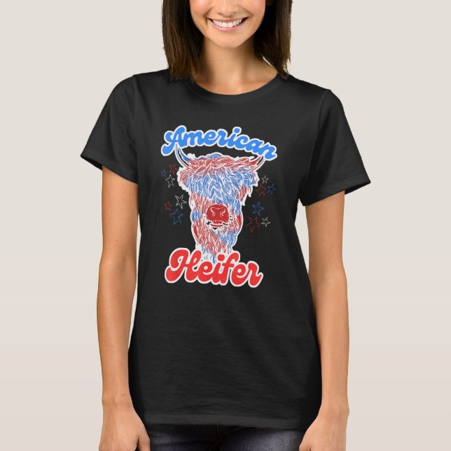 4th of July Cow for American Heifer Highland Cow T-Shirt (Vorderseite)