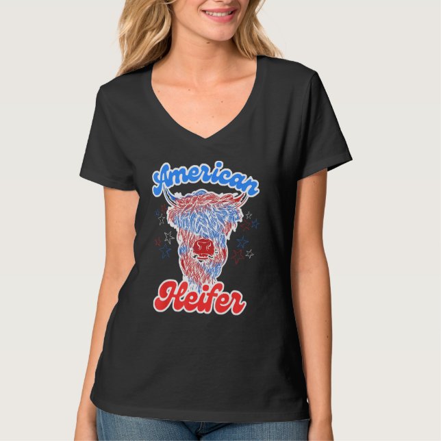 4th of July Cow for American Heifer Highland Cow T-Shirt (Vorderseite)