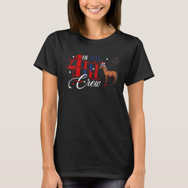 4th Of July Crew Costume Horse Wearing Hat America T-Shirt (Vorderseite)