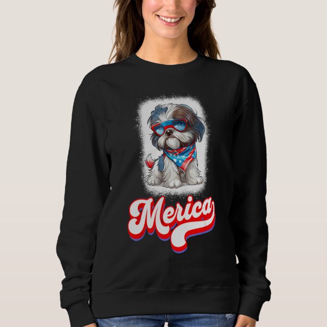 4th Of July Cute Shih Tzu Puppy Dog Sweatshirt (Vorderseite)