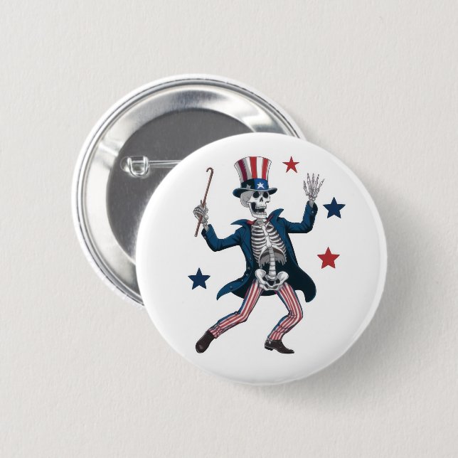 4th of July Dancing Skeleton Button (Vorne & Hinten)