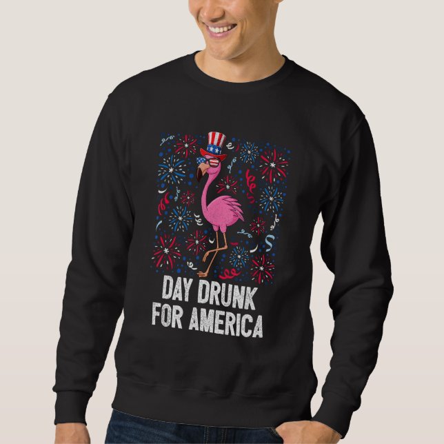 4th Of July Day Drunk Flamingo US Flag Freedom Pat Sweatshirt (Vorderseite)