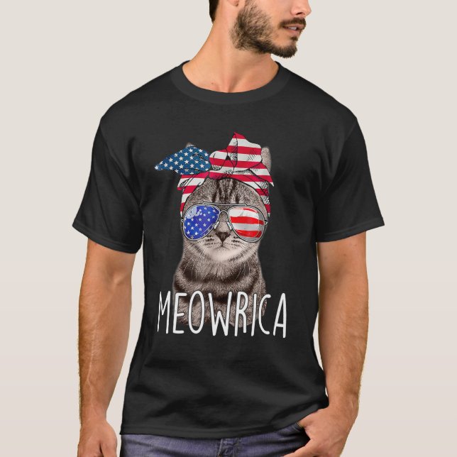 4th Of July Day Of Independence Meowrica meowrica  T-Shirt (Vorderseite)