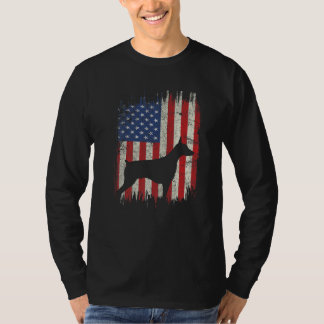 4th Of July Doberman American Flag Patriotic Dog L T-Shirt