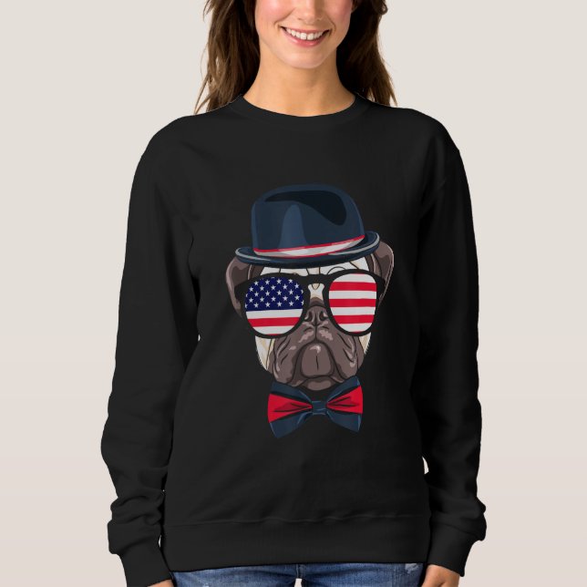 4th Of July Dog American Flag Patriotic English Bu Sweatshirt (Vorderseite)