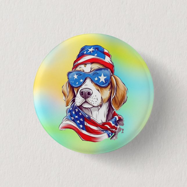 4th Of July Dog Sublimation-66361 Button (Vorderseite)