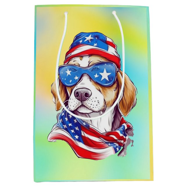 4th Of July Dog Sublimation-66361 Mittlere Geschenktüte (Vorderseite)
