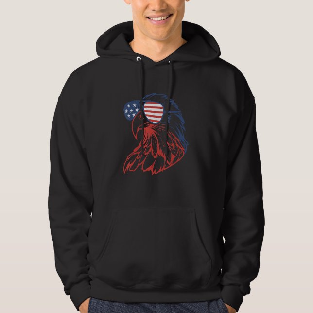 4th Of July Eagle American Flag Independence Day M Hoodie (Vorderseite)