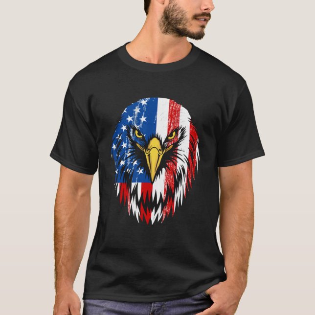 4th of July Eagle Patriotic American Flag USA T-Shirt (Vorderseite)