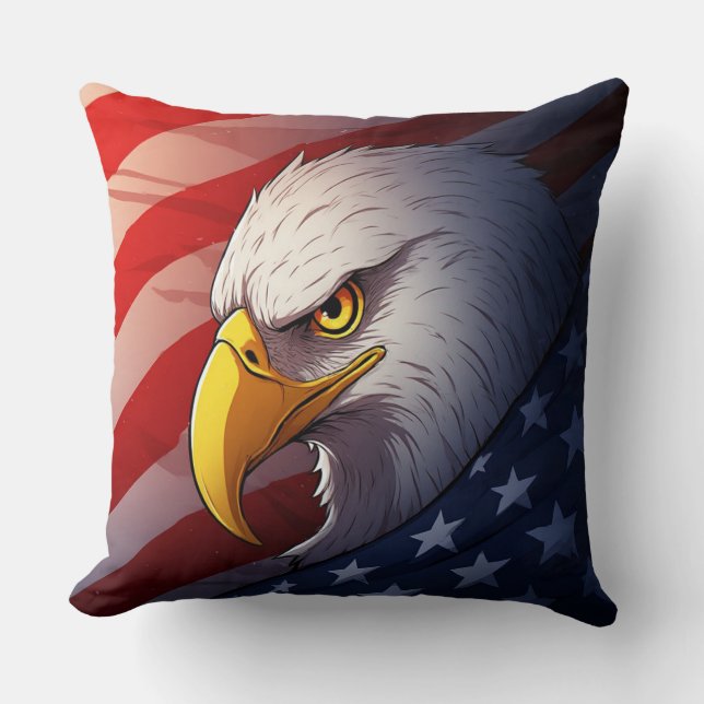 4th of July Eagle – Patriotic USA Design Kissen (Vorderseite)