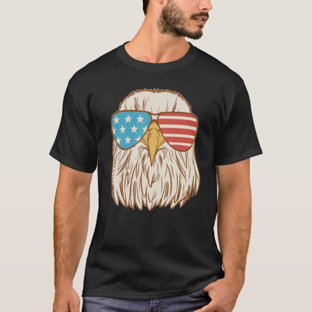 4th Of July Eagle Usa Flag Glasses Men Women Fourt T-Shirt (Vorderseite)