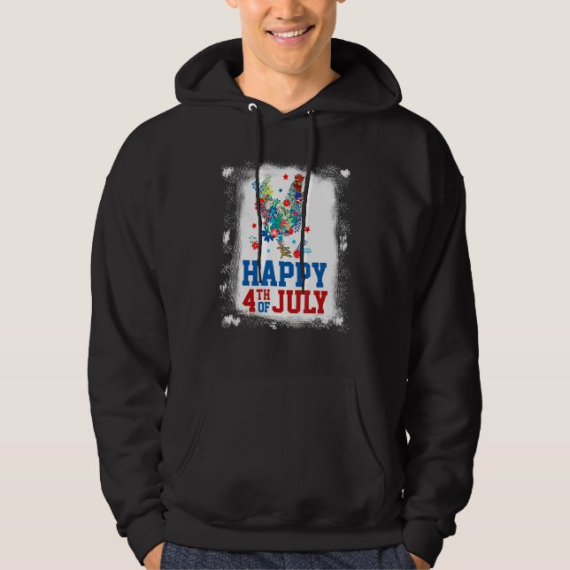4th Of July Farmer Chicken Flower American Flag Pa Hoodie (Vorderseite)