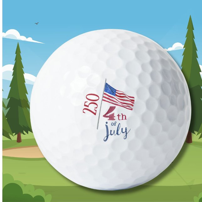 4th of July Flag 250th Anniversary Stylish     Golfball (Von Creator hochgeladen)