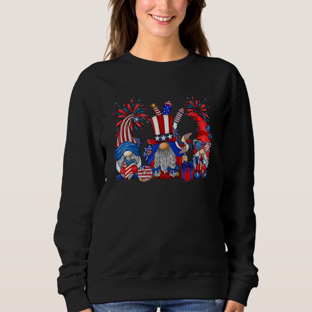 4th Of July Funny Patriotic Gnomes Sunglasses Amer Sweatshirt (Vorderseite)