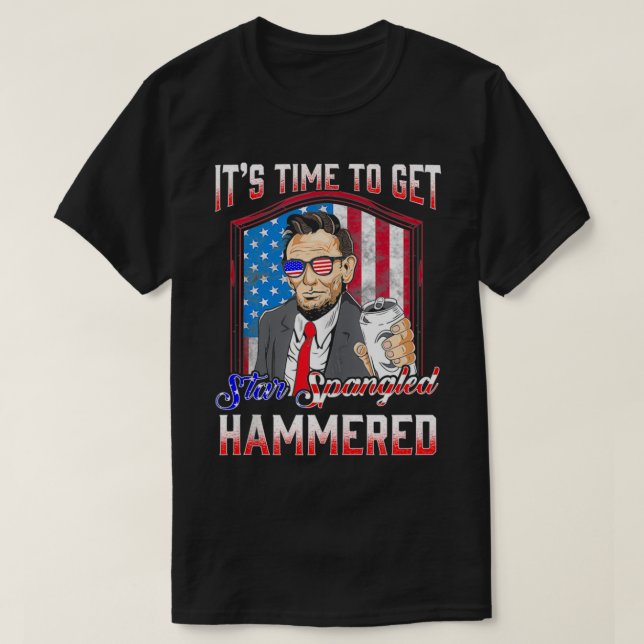 4th of July Get Star Spangled Hammered Drinkin lik T-Shirt (Design vorne)