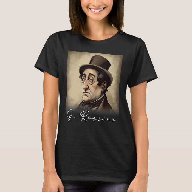 4th of July Gioachino Rossini US Flag Musician Com T-Shirt (Vorderseite)
